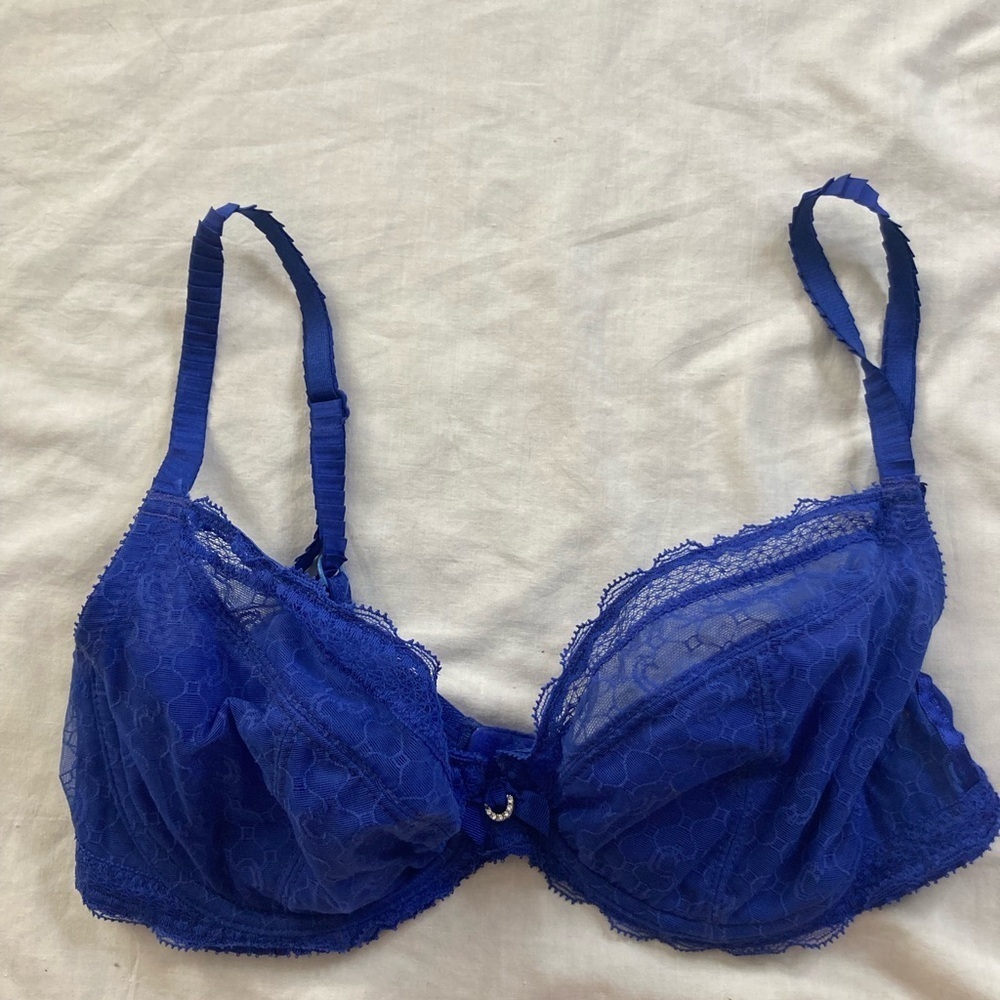 Chantelle Lace Bra Size 32 DD Blue